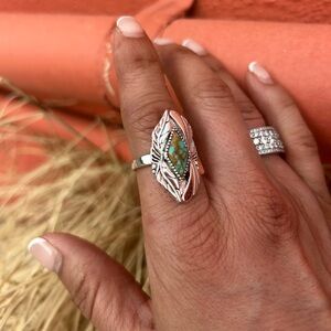 🌵Western Desert Faux Sterling & Faux Turquoise Ring